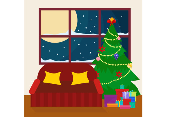 Download Living Room with Christmas Tree - Living Collection