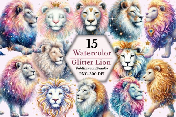 Download Glitter Lion Clipart Bundle - Lion clipart Collection