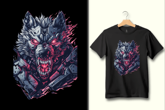 Download Cybernetic Wolf PNG T-Shirt Graphics Art - Premium Resources