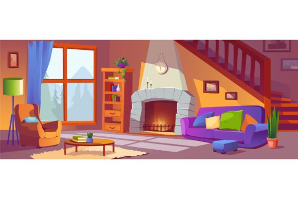 Download Living Room Cartoon Background - Living Collection