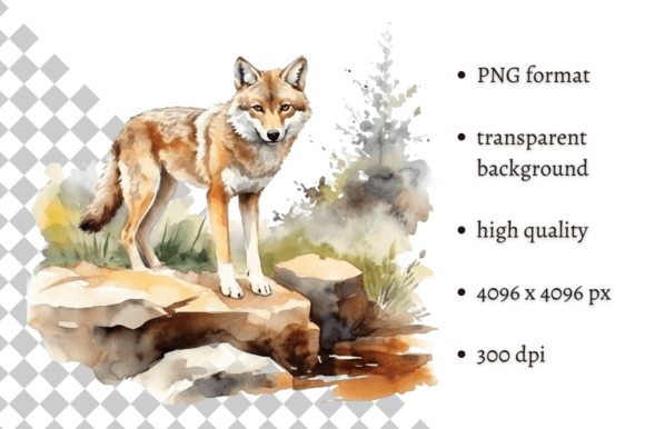 Download Watercolor Wolf PNG Illustration - Premium Bundle