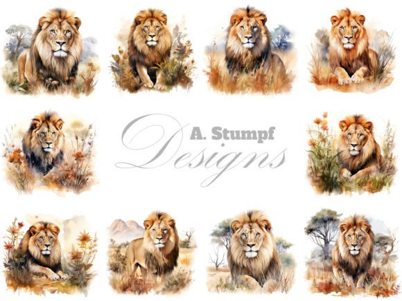 Download Lion Clipart Watercolor Animal Bundle - Lion clipart Collection