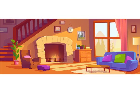 Download Living Room Cartoon Background - Living Collection