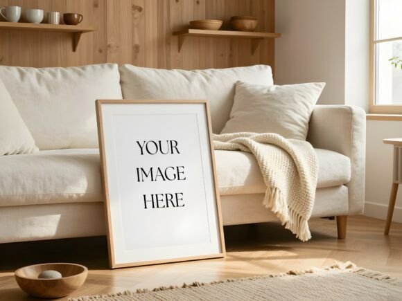 Download Cozy Living Room Floor Frame Mockup - Living Collection